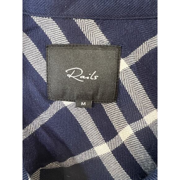 Rails Womens Plaid Short Blouse Size M Blue White Button-Up Classic Casual Soft - Picture 3 of 7